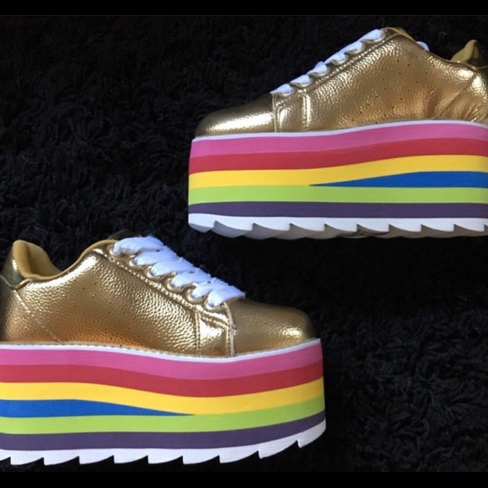 YRU LALA rainbow platform sneakers size 6